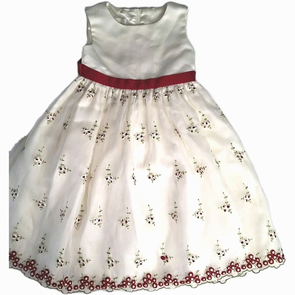 Cinderella Christmas Holiday Formal Ivory Embroidered Floral Girls Dress Size 3T